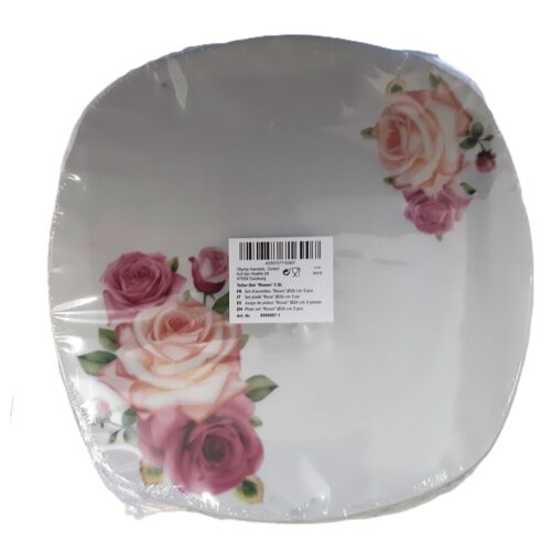 Teller Set 3St Rosen, Ø 26 cm Keramik Geschirr Servierteller Platte