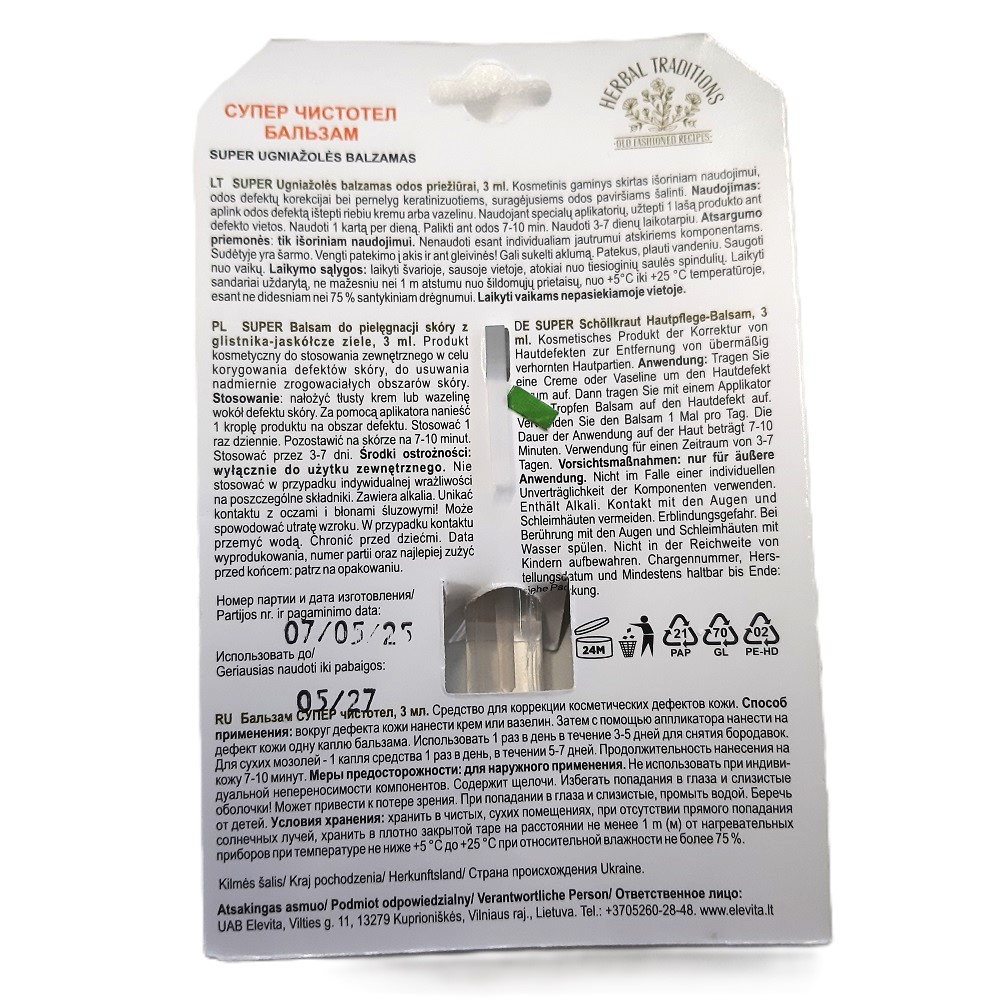 Schöllkraut, Чистотел, gegen trockener Hornhaut, Warzen 3ml – Bild 2