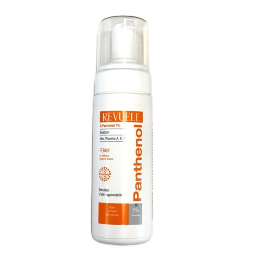 REVUELE: Panthenol (7 %) + Aloe vera und Vitamin A, E, F. Schaum zur Behandlung verschiedener Verbrennungsarten. 150 ml