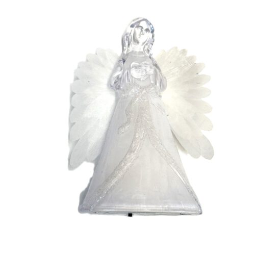 Deko - Figur Engel mit beleuchtenden Flügeln, aus Acryl, 17,5 cm