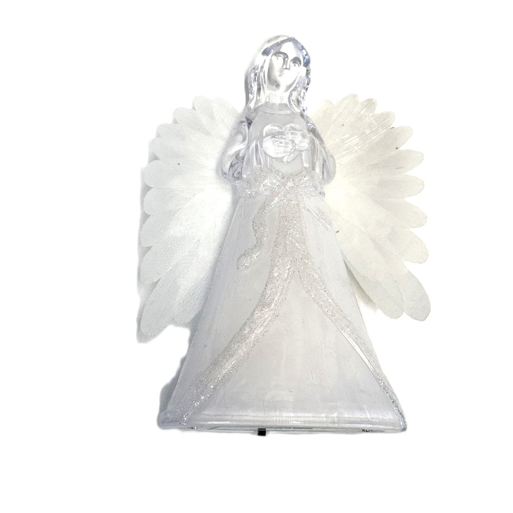 Deko - Figur Engel mit beleuchtenden Flügeln, aus Acryl, 17,5 cm